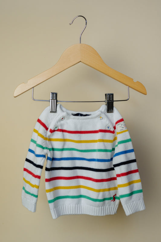 Joules Multicoloured Striped Jumper, 0-1 Month