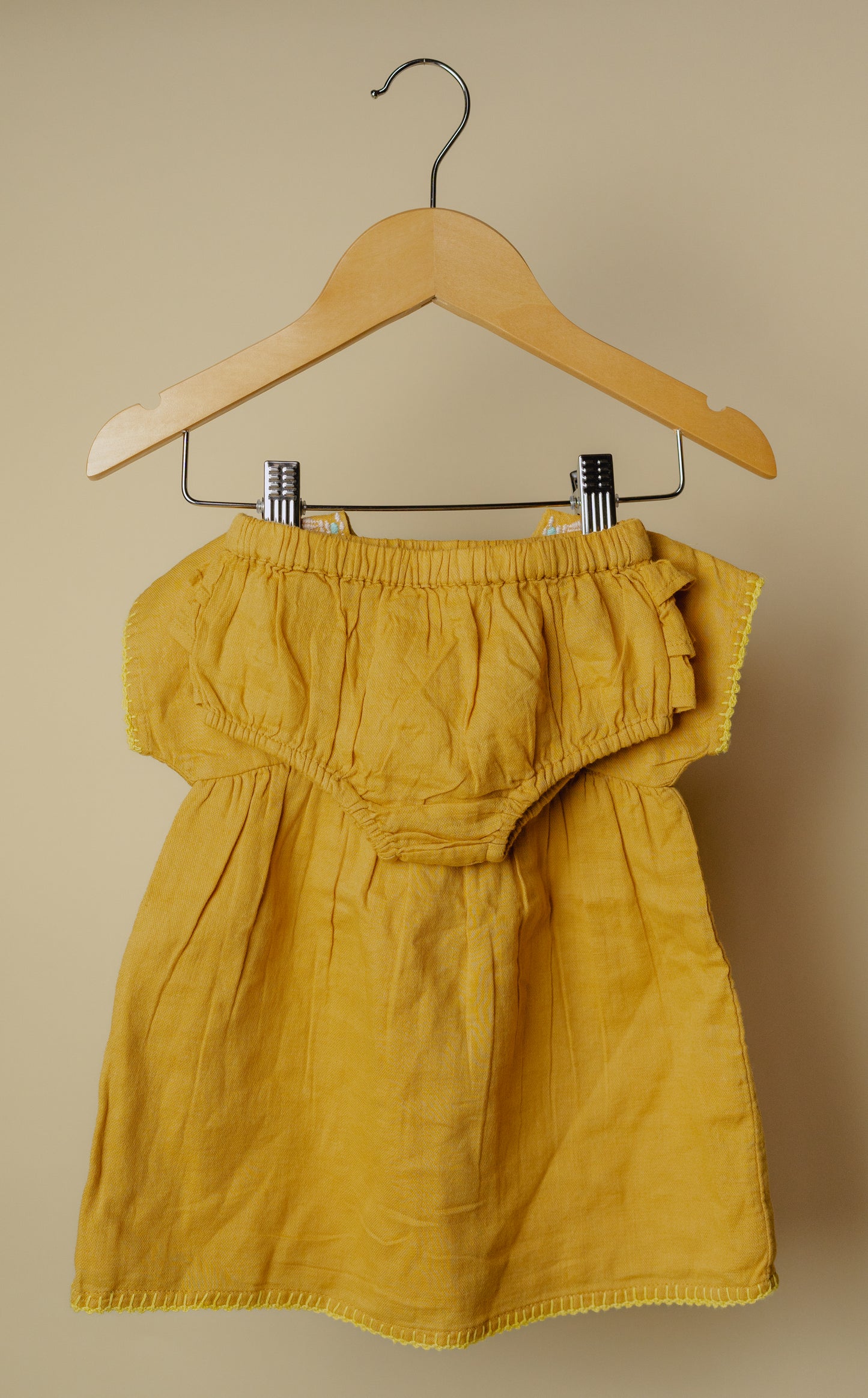 Tape A L’oeil Yellow Dress and Bloomers Set, 6 Months