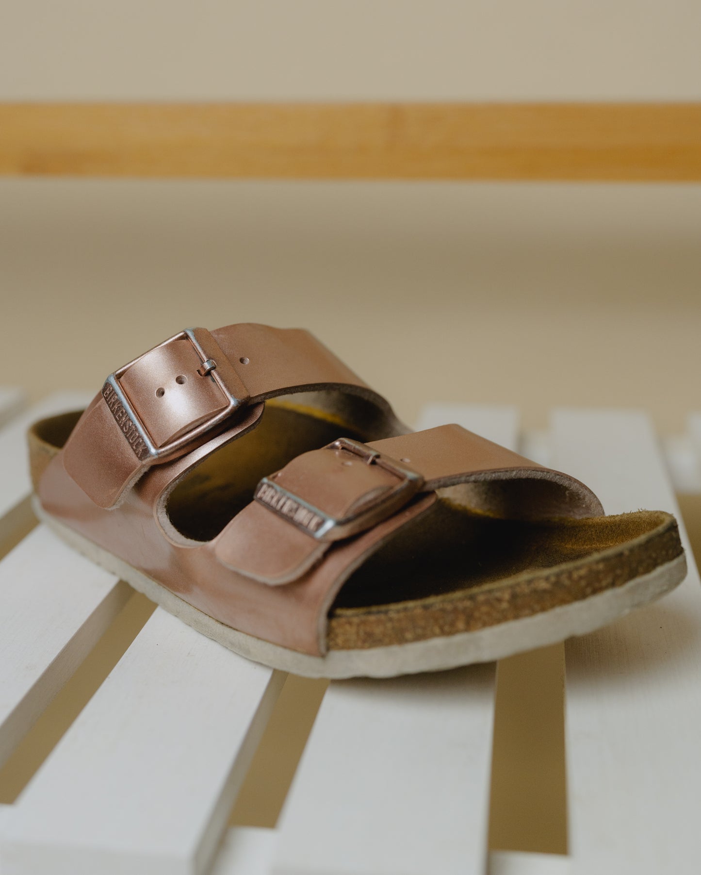 Birkenstock Metallic Pink Arizona Sandals, Size 1.5