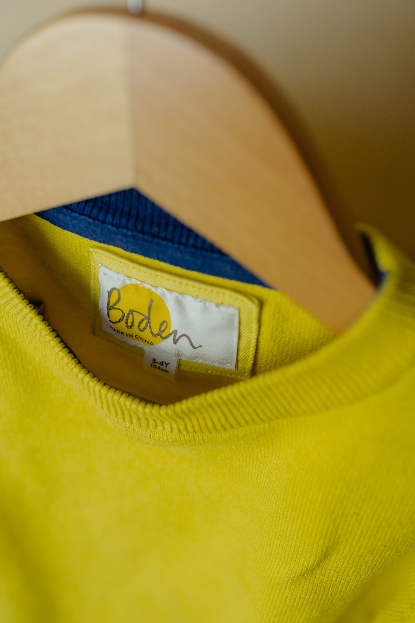 Boden Yellow Jumper with Striped Elbow Patches, 3-4 Years