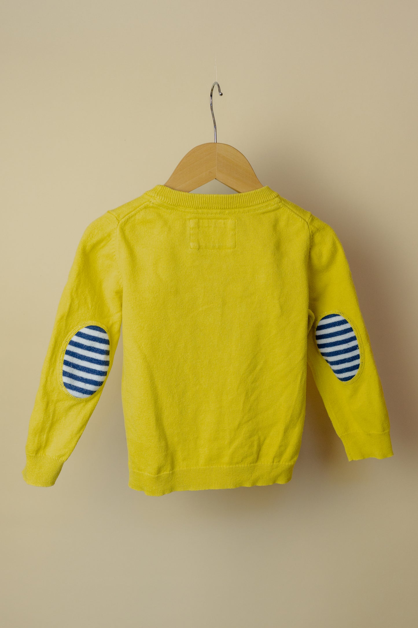 Boden Yellow Jumper with Striped Elbow Patches, 3-4 Years