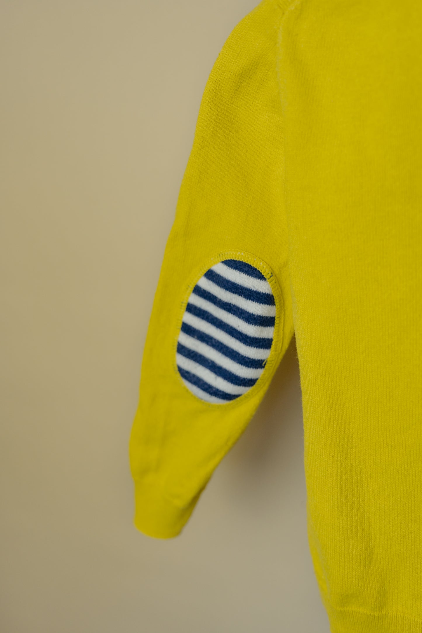 Boden Yellow Jumper with Striped Elbow Patches, 3-4 Years