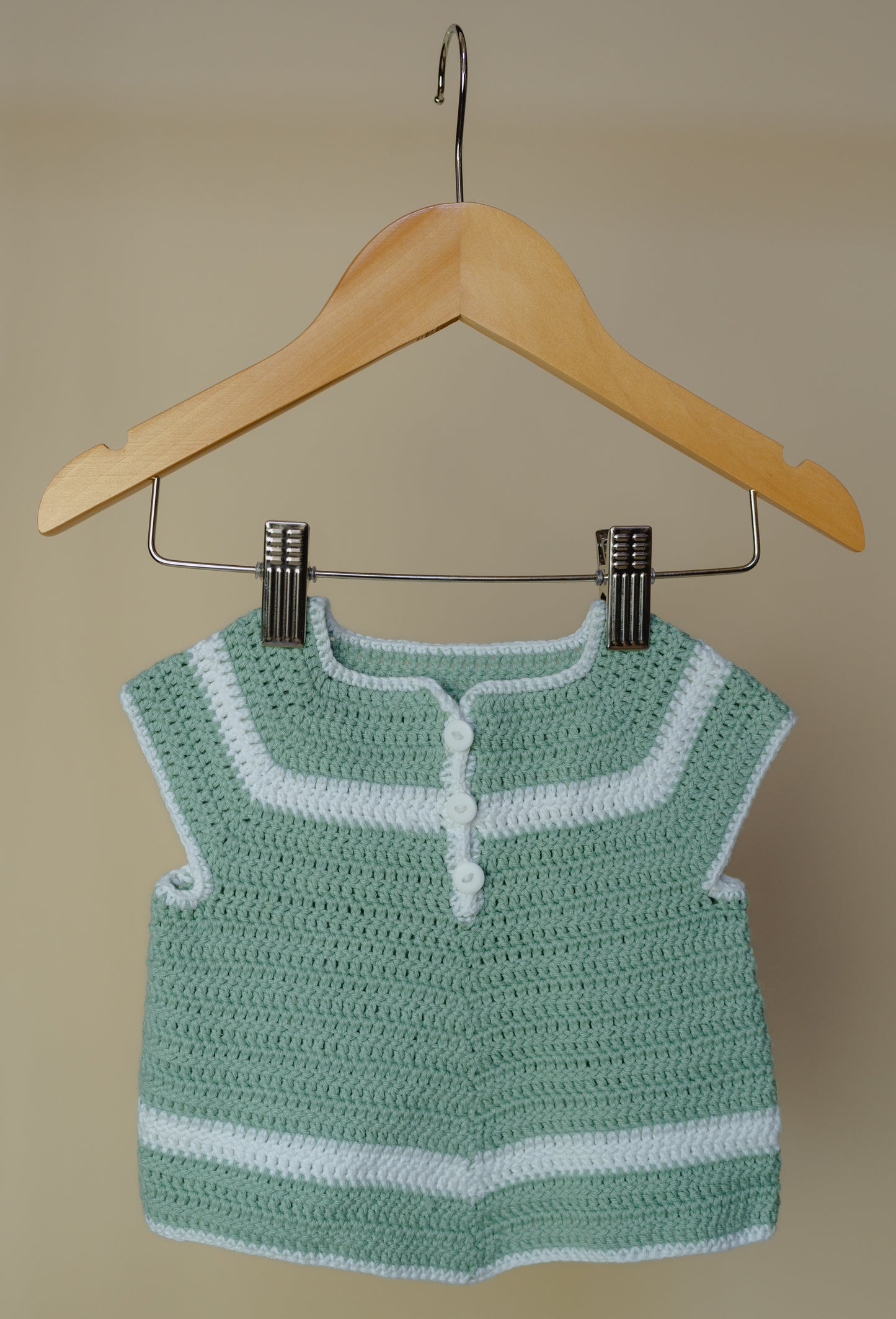 Hand Knitted Green Top, 3-6 Months