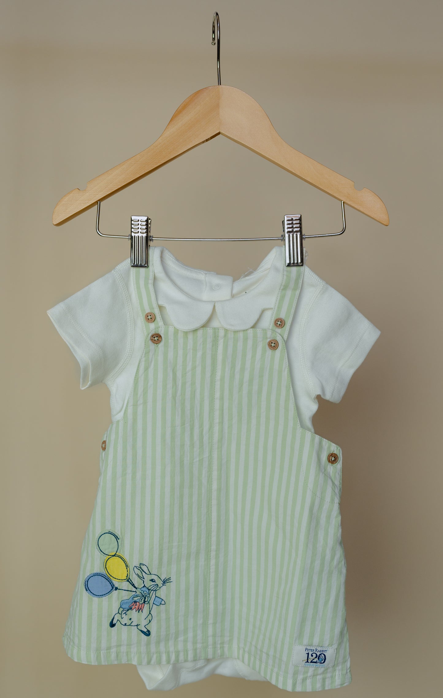 M&S Peter Rabbit Bodysuit & Green Dress Set, 6-9 Months