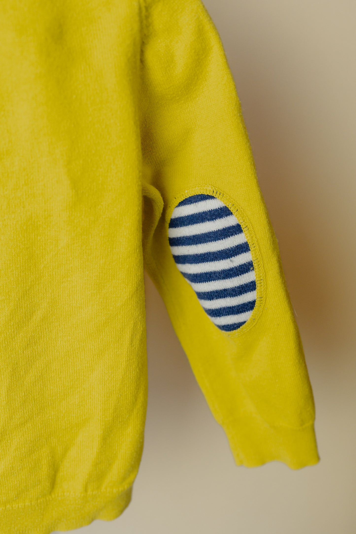 Boden Yellow Jumper with Striped Elbow Patches, 3-4 Years