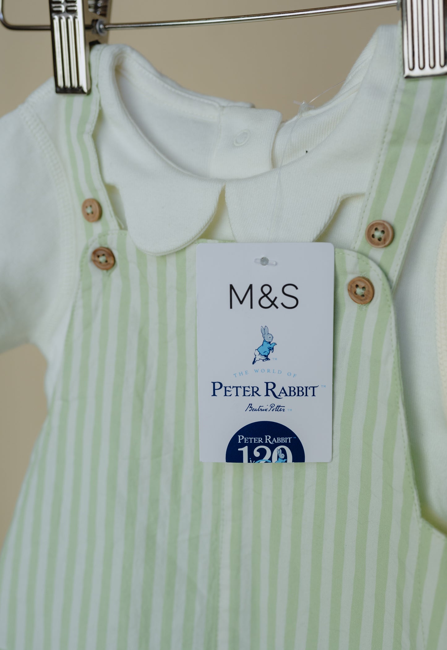 M&S Peter Rabbit Bodysuit & Green Dress Set, 6-9 Months