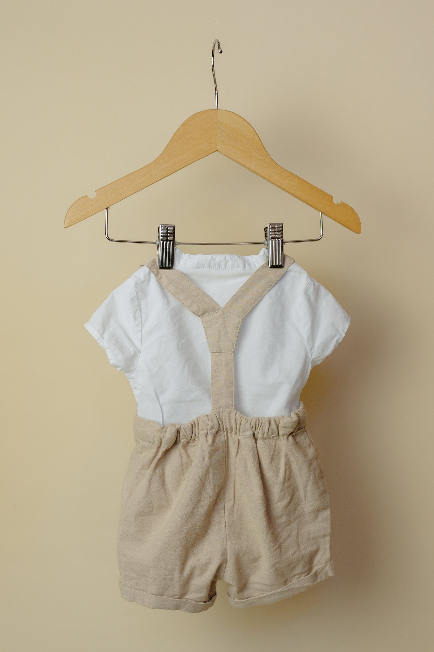 JoJo Maman Bébé Beige Shirt and Shorts Set, 3-6 Months