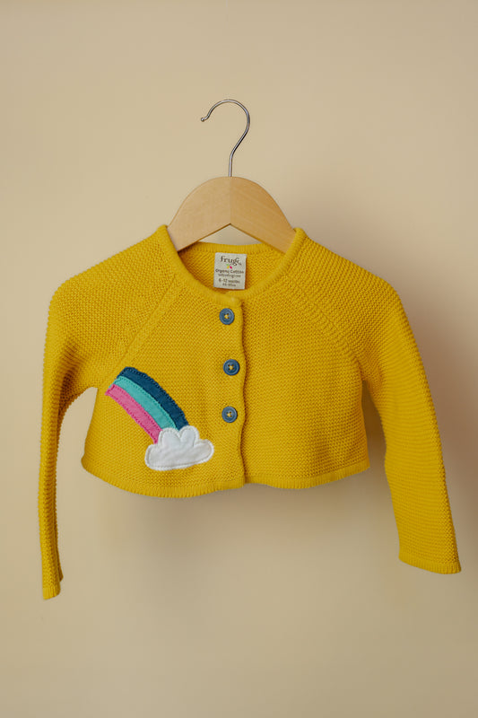 Frugi Yellow Knitted Cardigan, 6-12 Months