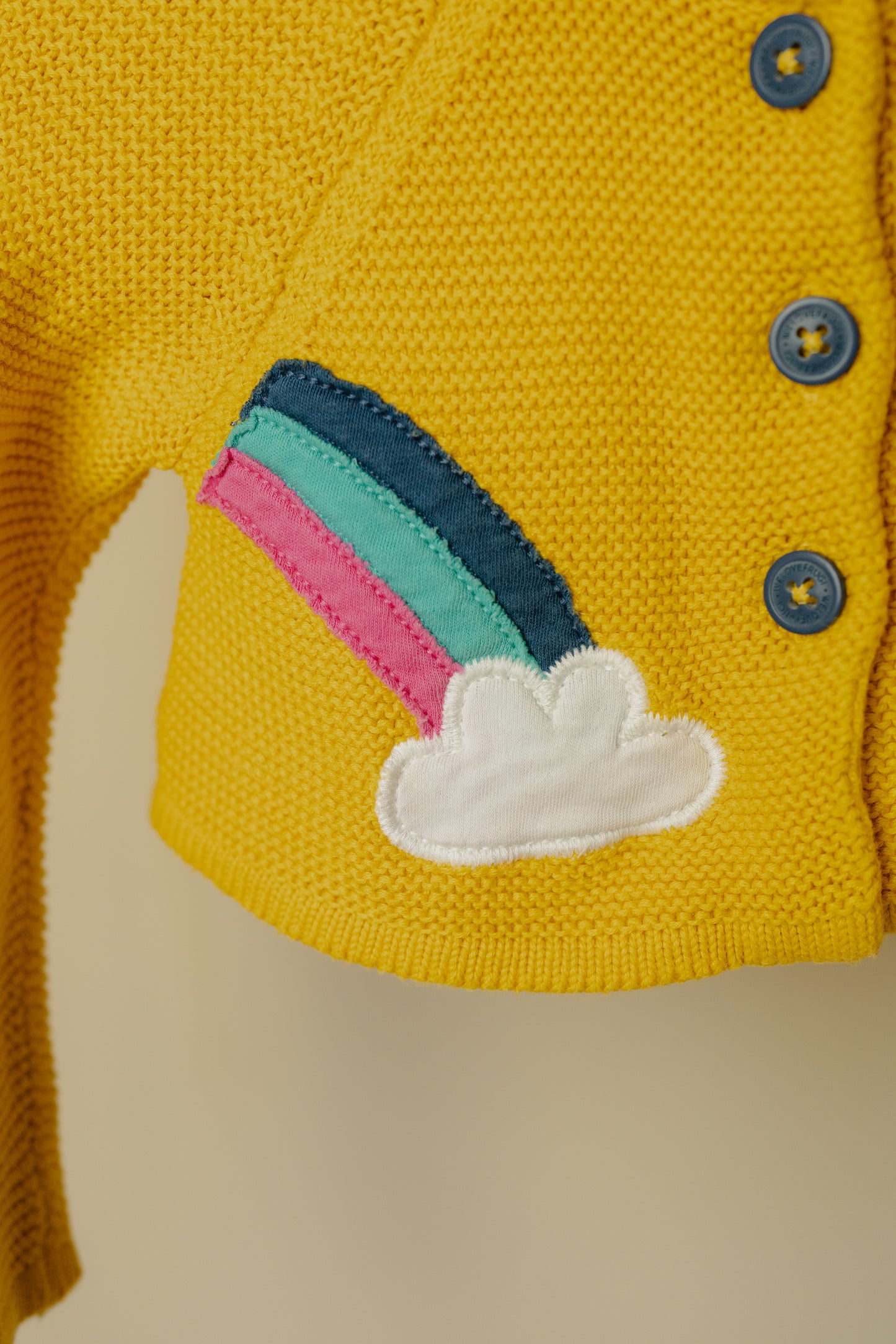 Frugi Yellow Knitted Cardigan, 6-12 Months