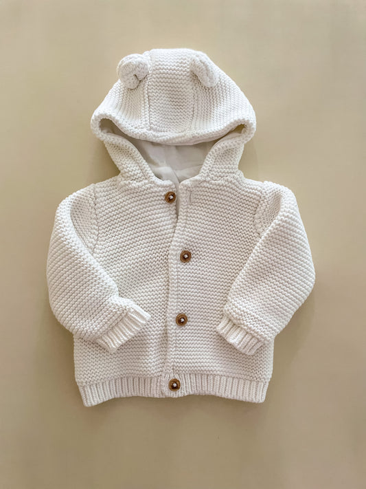 M&S Ivory Chunky Knitted Cardigan, 3-6 Months