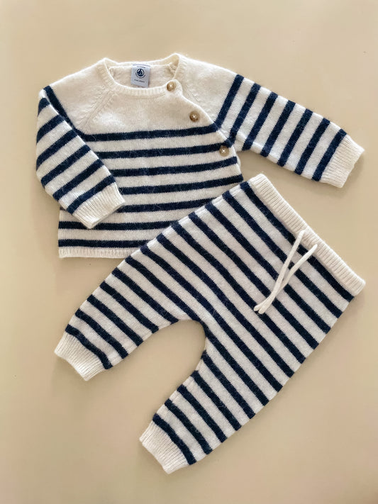 Petit Bateau Wool Sailor Stripe Set, 6 Months