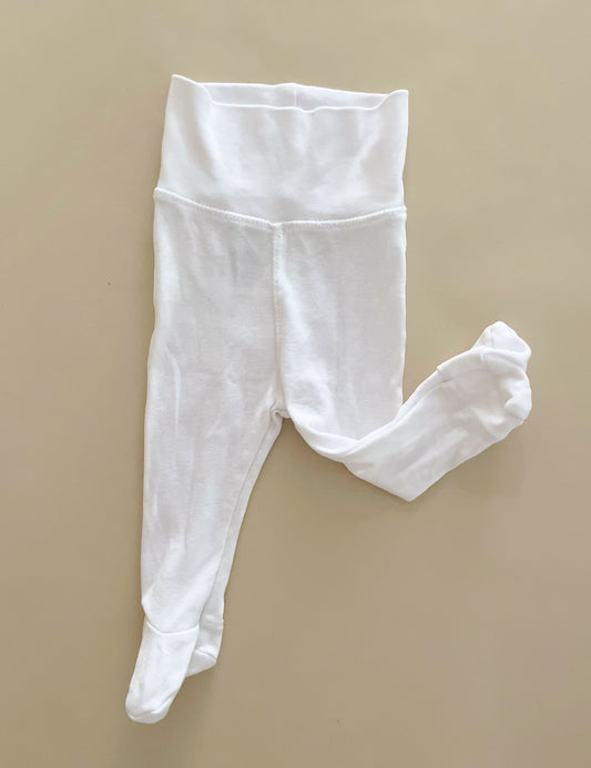 H&M White Trousers with Feet, 0-1 Month