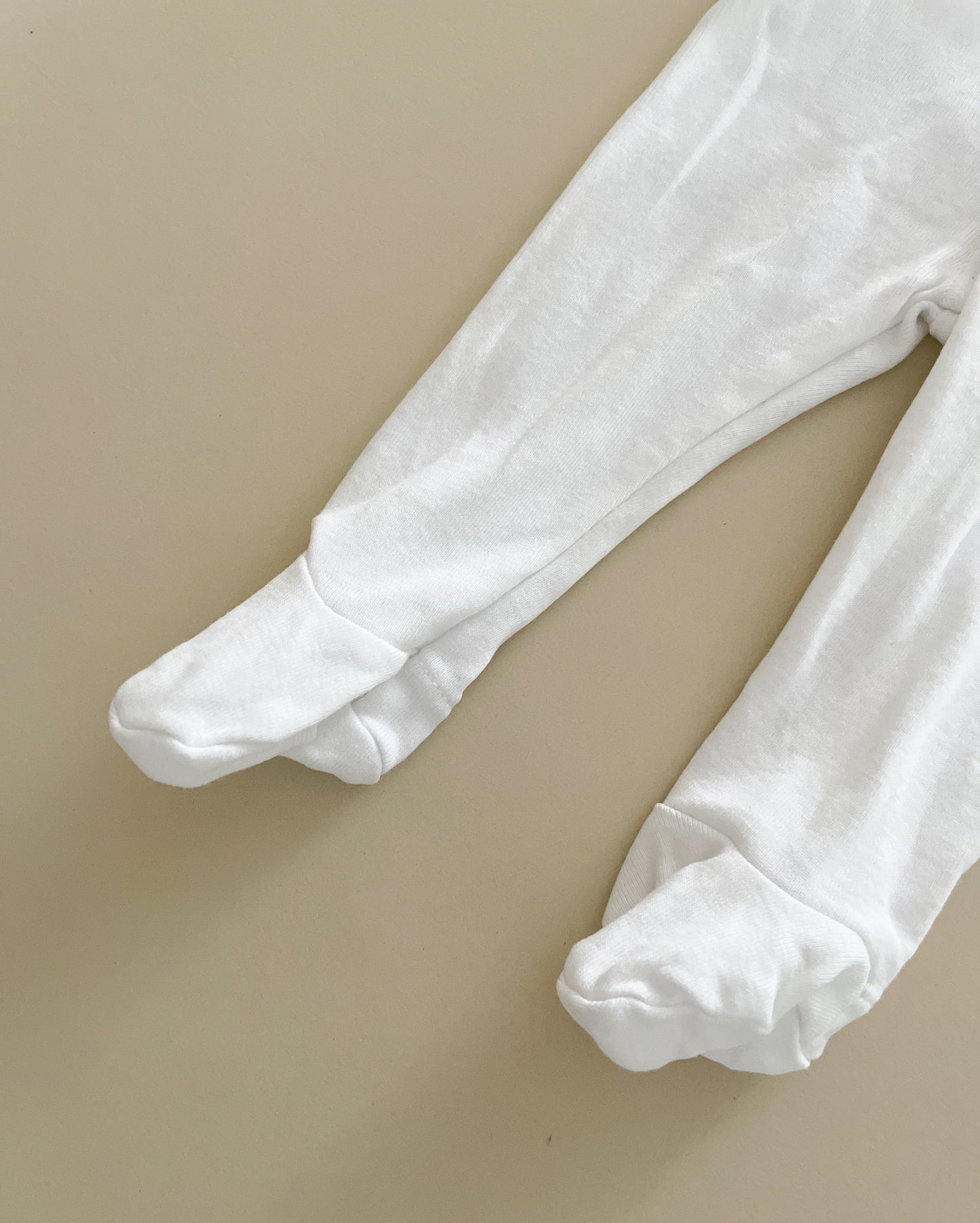 H&M White Trousers with Feet, 0-1 Month