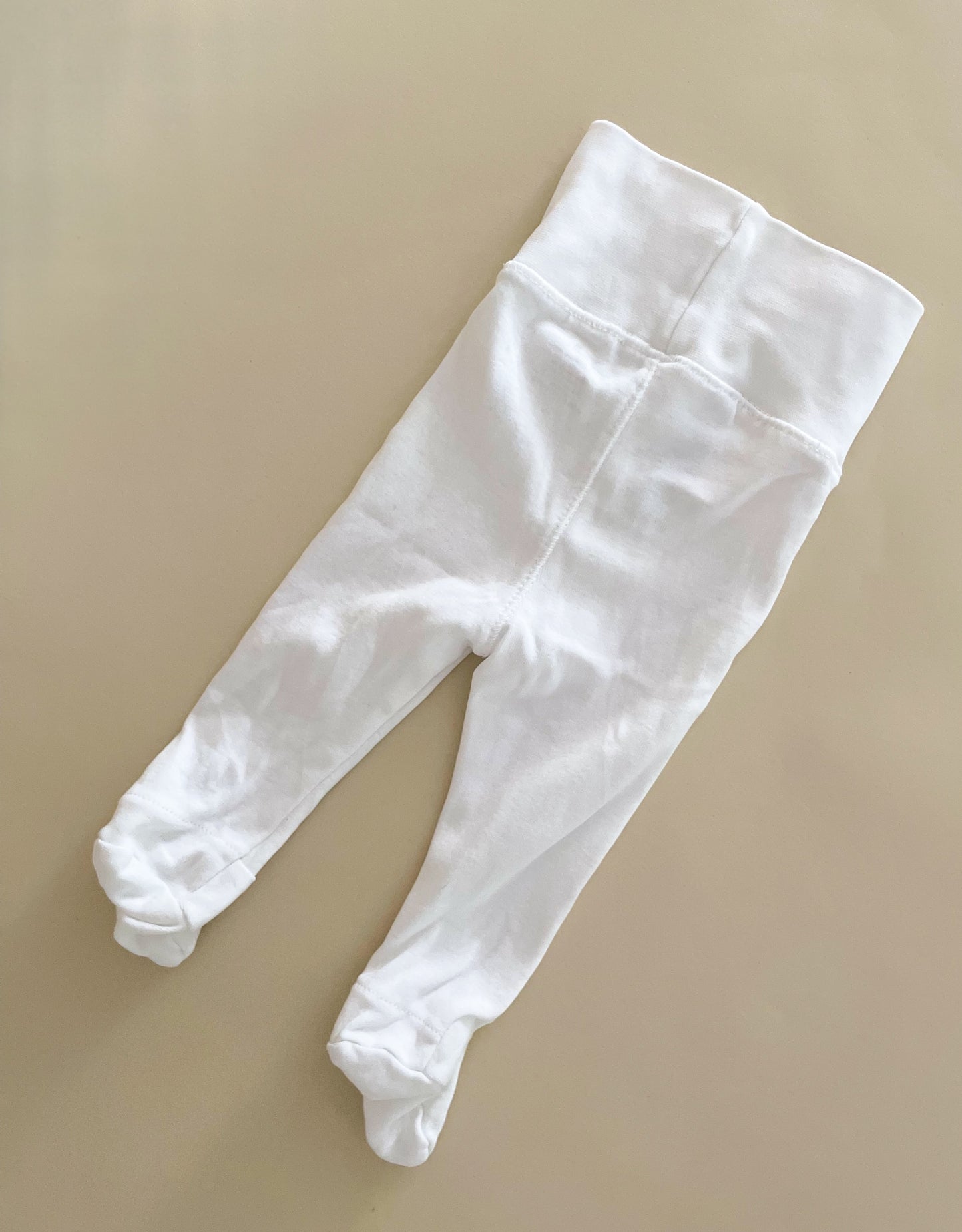 H&M White Trousers with Feet, 0-1 Month