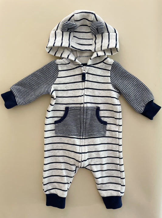 Carter's Striped Onesie with Hood, 3 Months