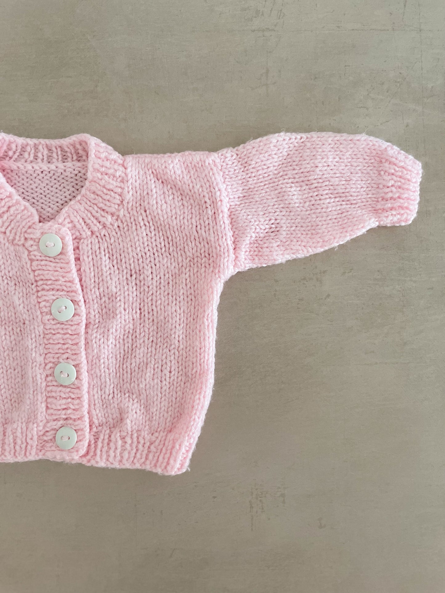 Hand Knitted Pink Cardigan, 1-3 Months