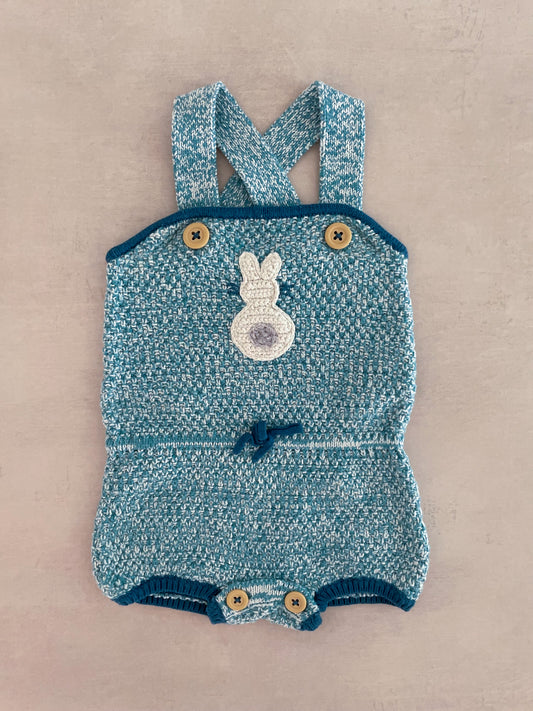 Baby Boden Blue Knitted Romper, 3-6 Months