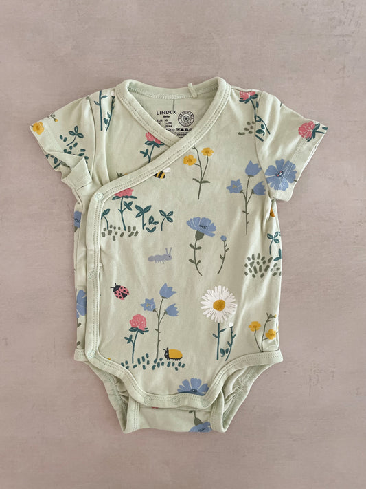 Lindex Flower Wrap Over Bodysuit, 1-2 Months