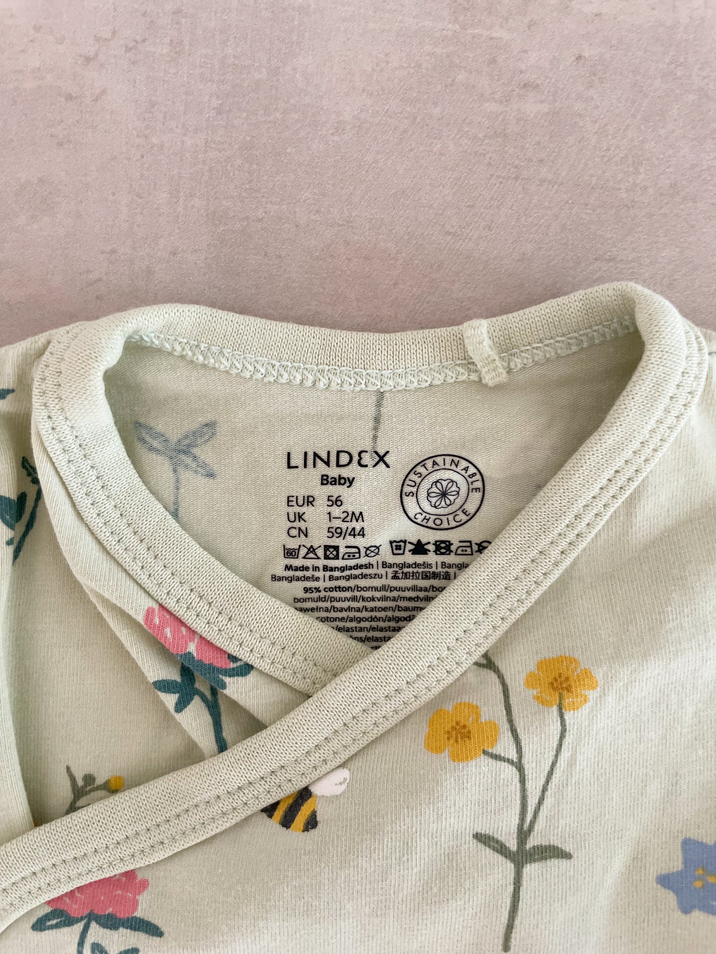 Lindex Flower Wrap Over Bodysuit, 1-2 Months