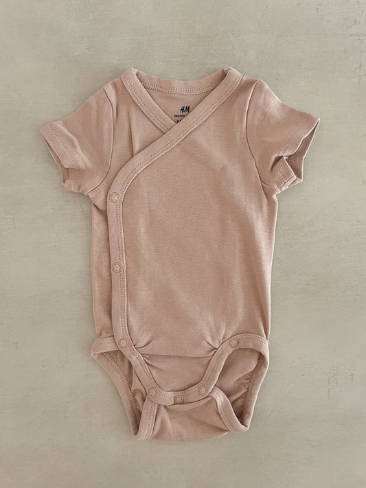 H&M Pink Wrap Over Bodysuit, 1-2 Months