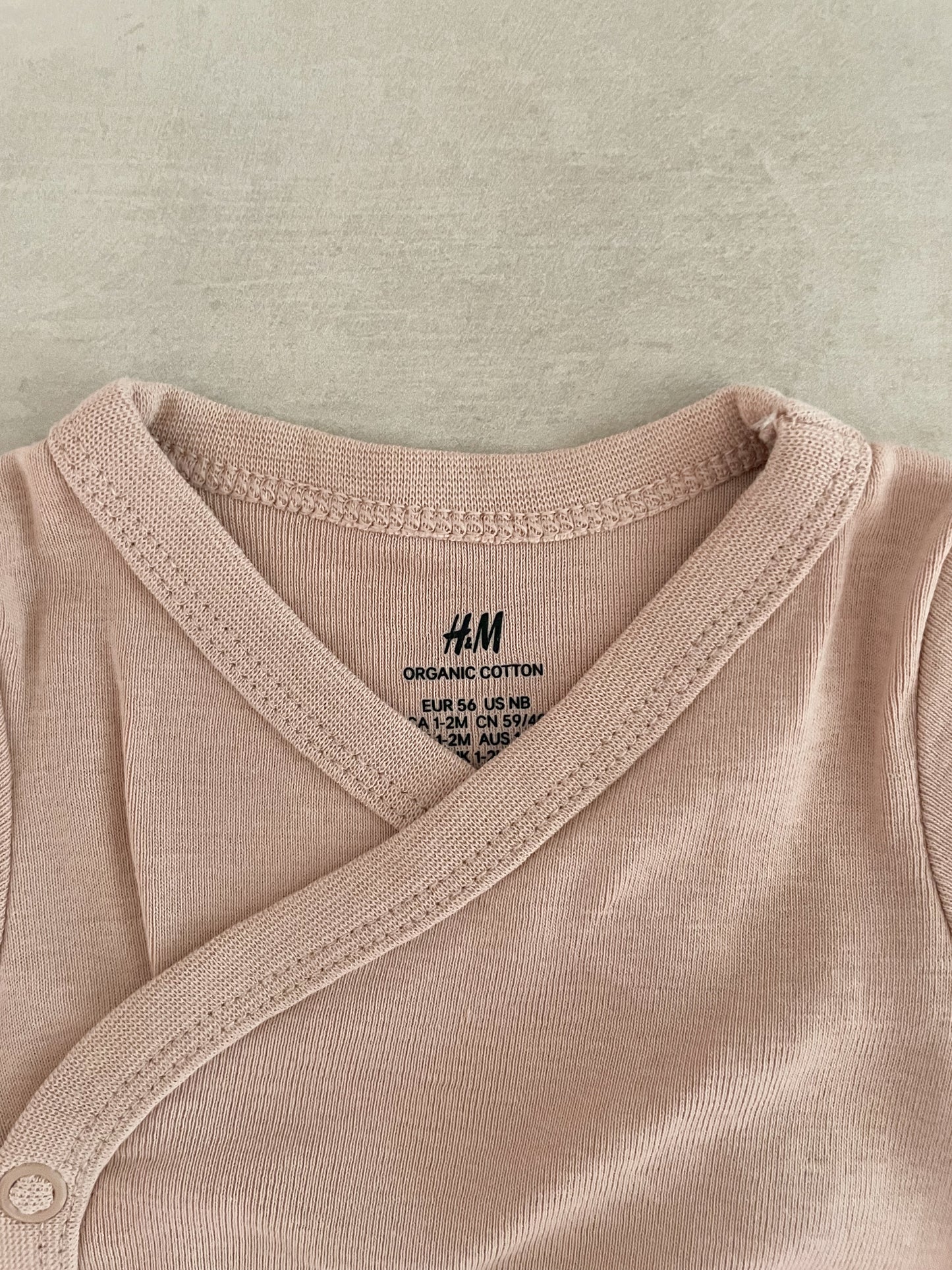 H&M Pink Wrap Over Bodysuit, 1-2 Months