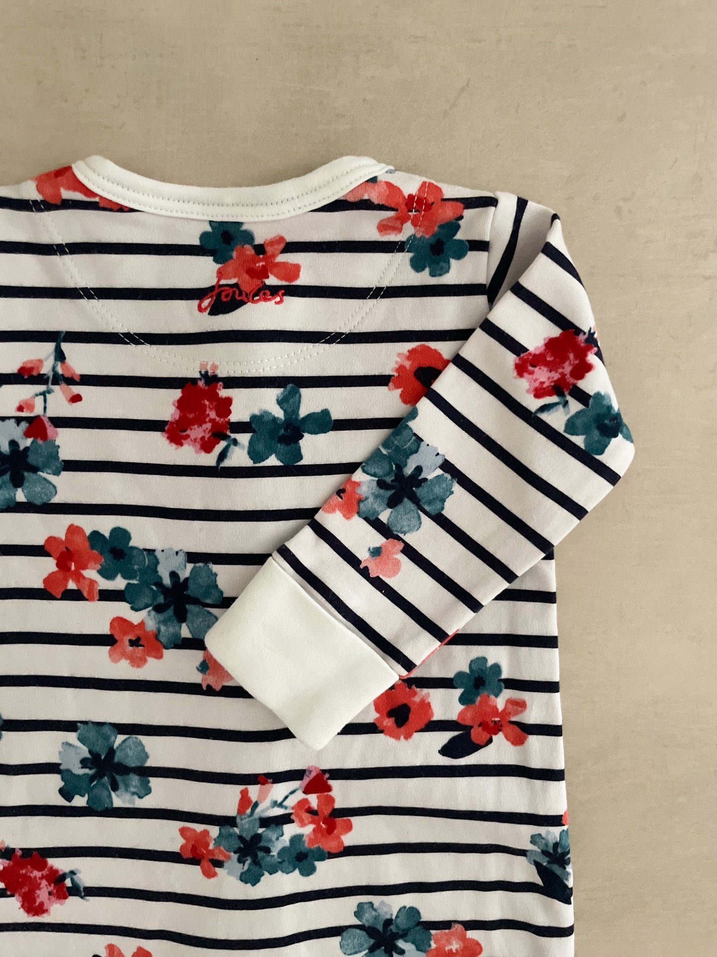 Joules Floral Striped Sleepsuit, Up to 3 Months