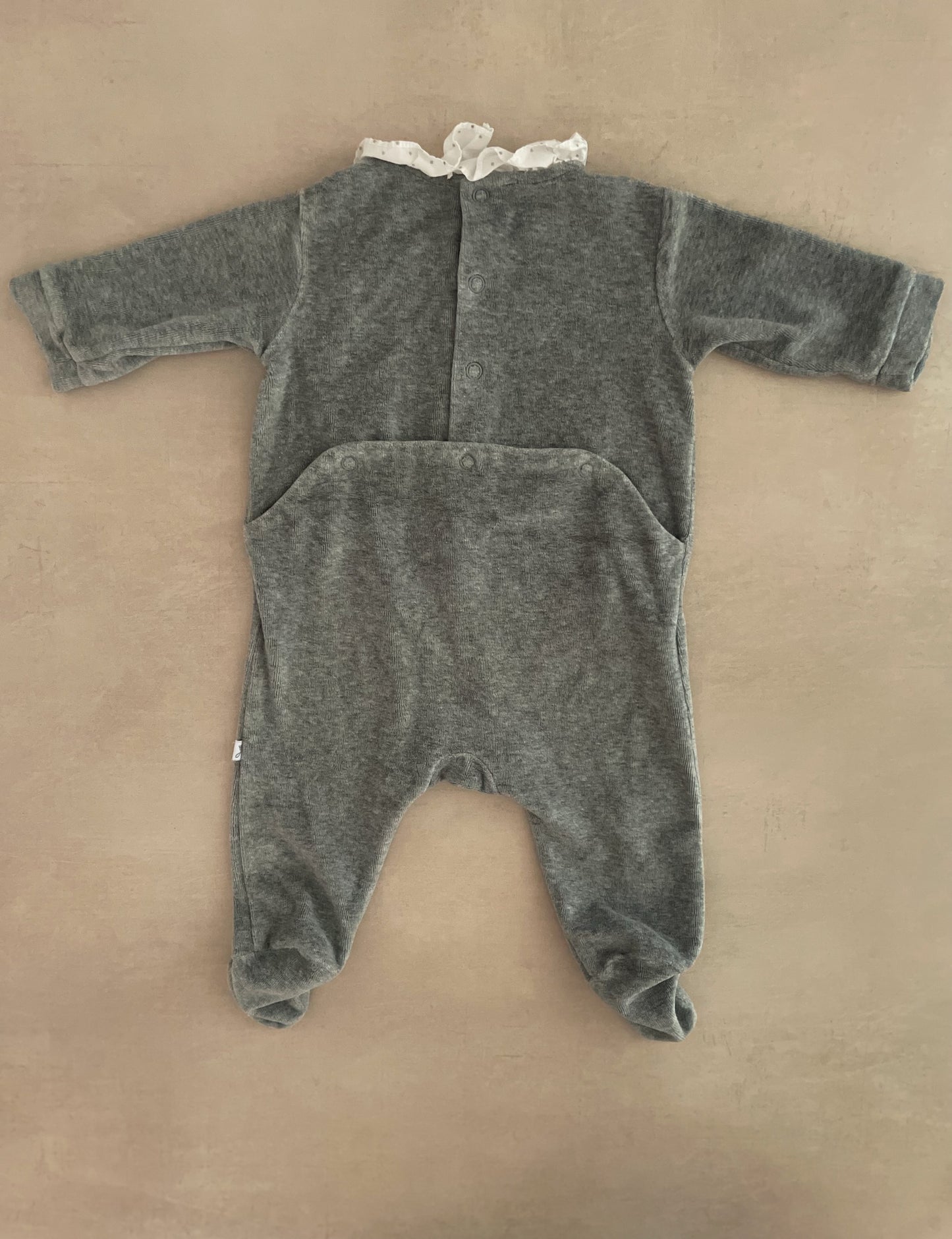 Jacadi Paris Grey Fleece Sleepsuit, 3 Months