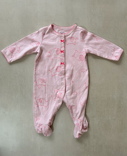 Carter's Pink Elephant Sleepsuit, 3 Months